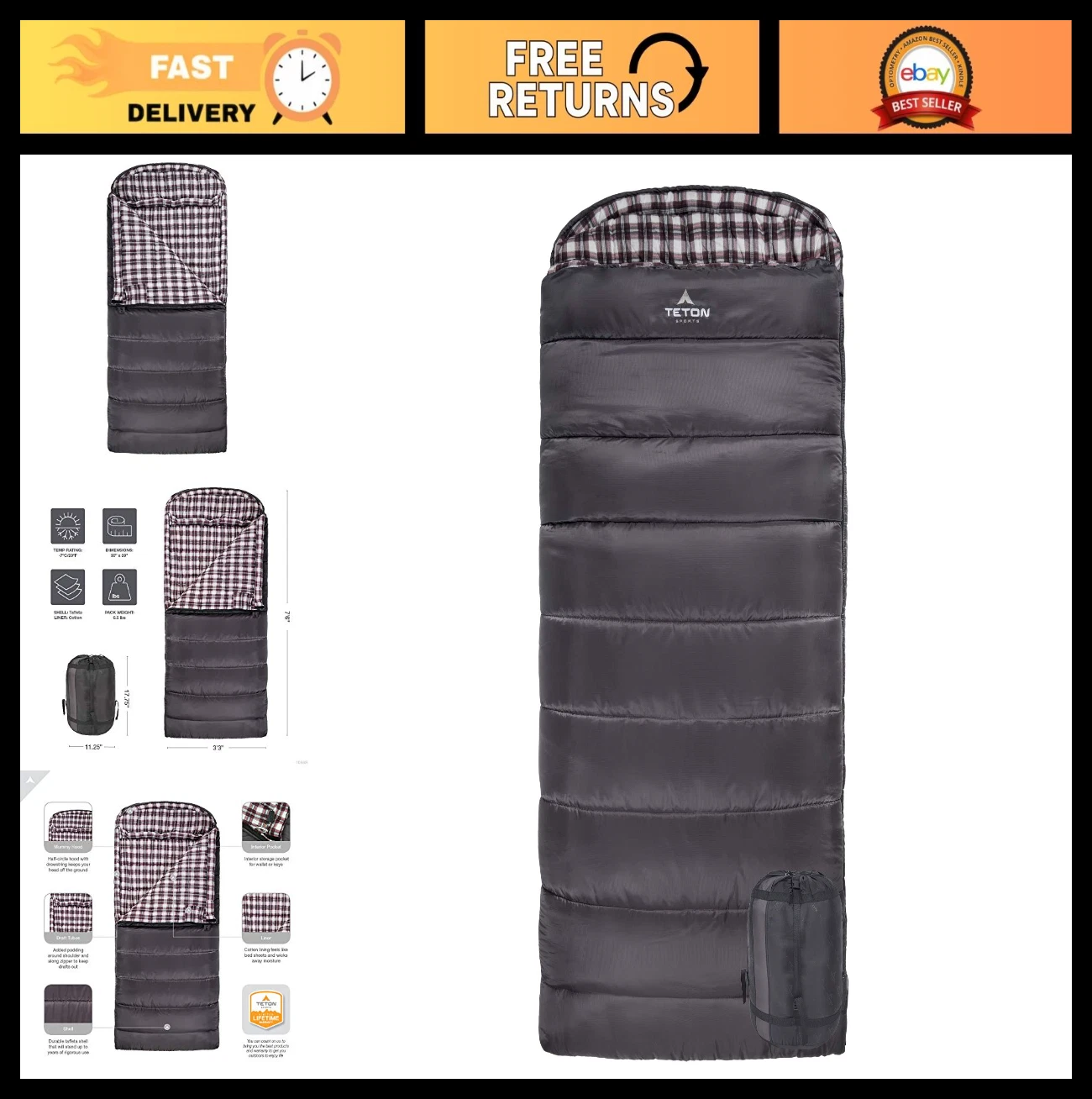 XXL Cold Weather Sleeping Bag for Adults & Kids - 0F to 35F, Compression Sack In
Opens in a new wind