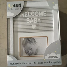 Moon & Stars Letterboard Baby Picture Frame 164 Changeable Letters  Numbers. NIB