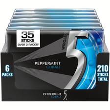5 GUM - Peppermint Gum Sugar-Free, 35-Stick Pack, 6 Packs, Blue
