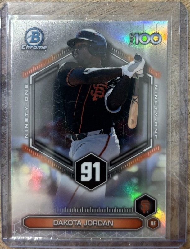 2026 Bowman Chrome Top 100 Dakota Jordan Giants Insert #BTP-91