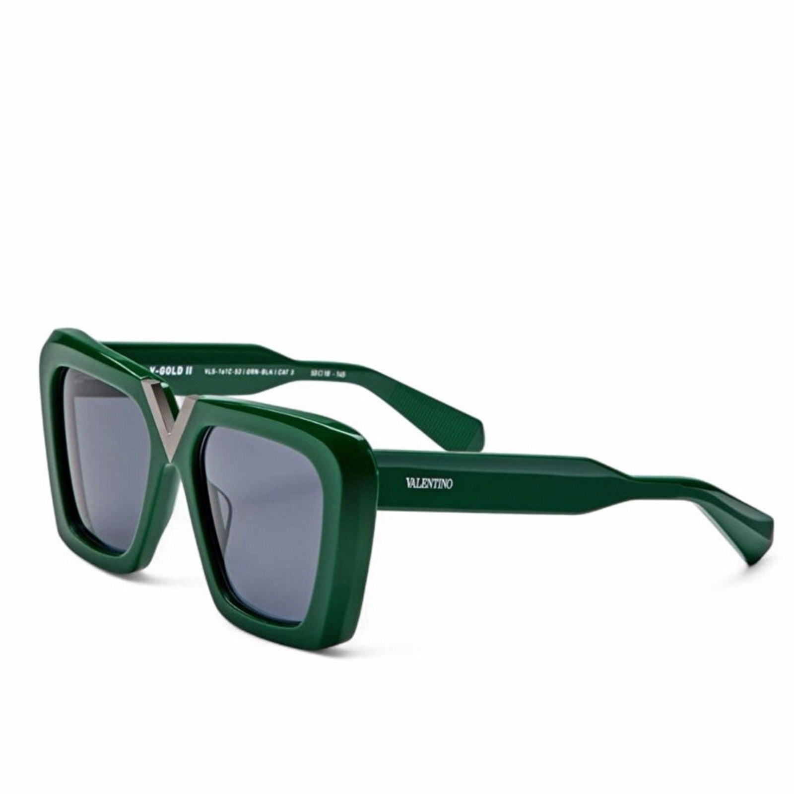New! Valentino V GOLD II VLS 161C, Green Square Sunglasses, Authentic thumbnail 3