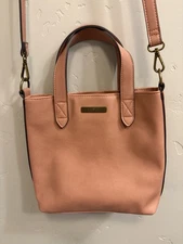 Frye And Co Women’s Faux Leather  Dusty Pink Medium Tote Bag w/Brass Hardware