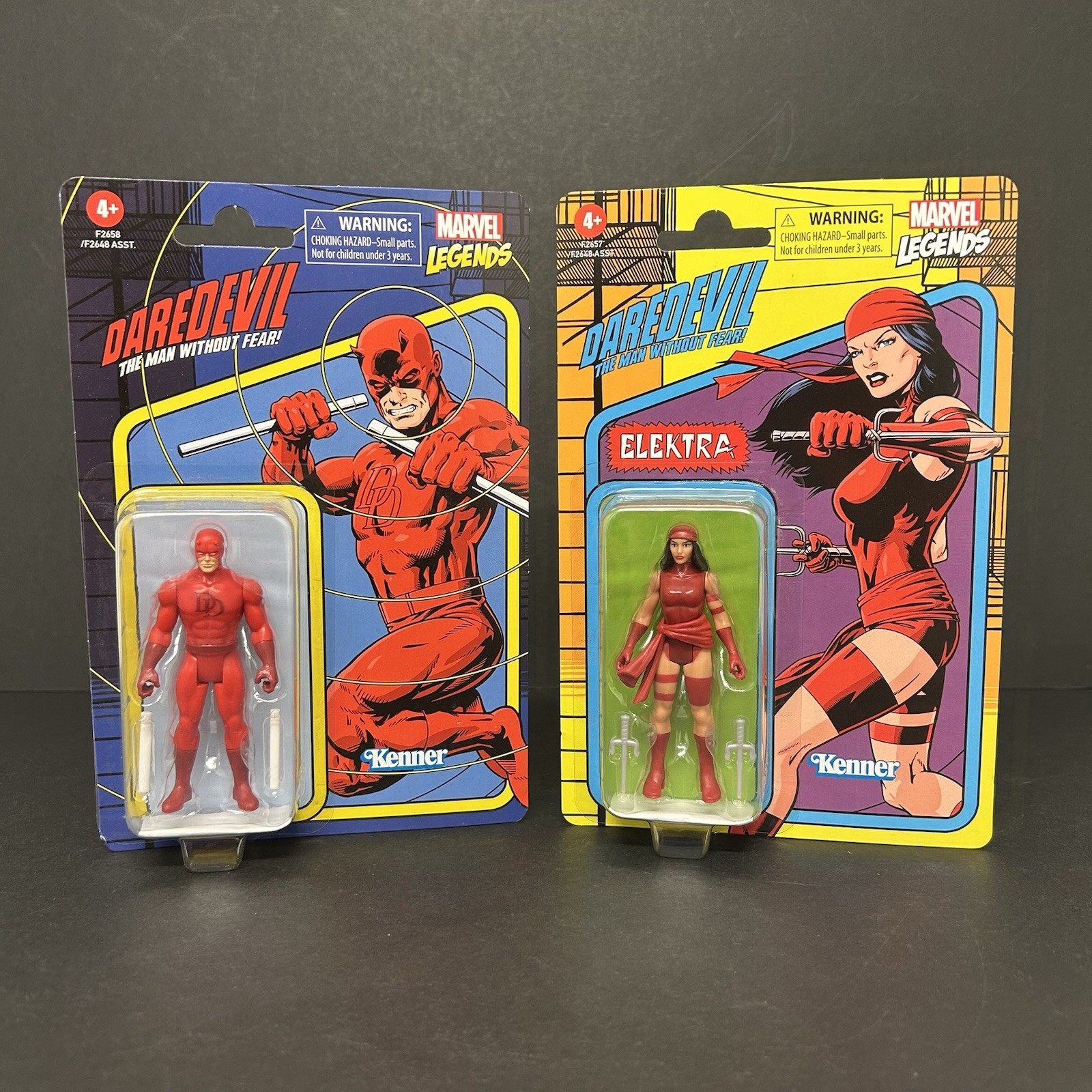 Marvel Legends Daredevil & Elektra 10cm Retro Action Figures Hasbro Kenner NEW