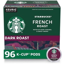 Starbucks K-Cup Coffee Pods, Dark Roast Hot or Iced Coffee, French Roast, 96 Keu