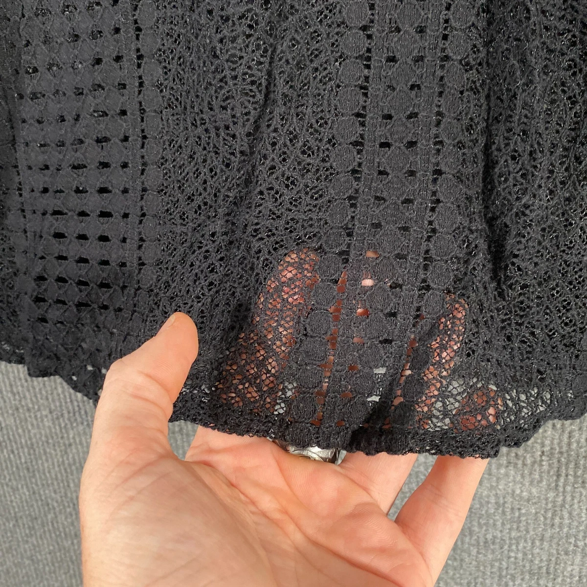 Vero Moda Top Womens Medium Black Blouse Lace Sheer Formal Evening Cocktail 7E