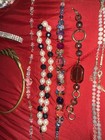 Vintage Costume Jewelry Lot Necklaces Bracelets Earrings Rhinestone Beaded Mixed — photo 4