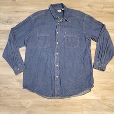 Levi's Red Tab Denim Shirt Mens XL Medal Button Logo Long-Sleeve Vintage 90's
