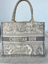 Dior Book Tote Zoo Embroidery Grey Medium Tote With Stamp