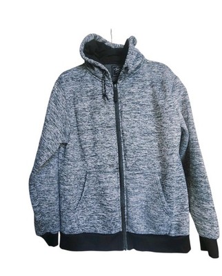ROK Hand Crafted Full Zip Hoodie S Gray Space Dye Marl Fleece Lined Y2K...