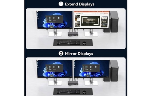 HDMI KVM Switch Dual Monitor 2 IN 1 Out 4K120Hz USB 3.0 Black New Open Box - Afbeelding 5 van 15