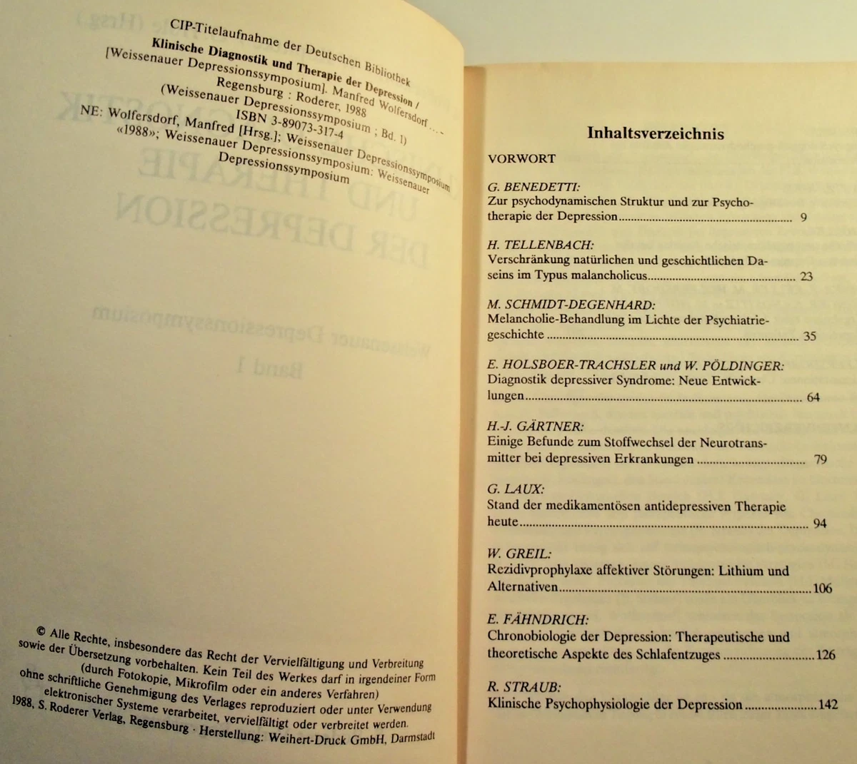 +Klinische Diagnostik und Therapie der Depression, M. Wolfersdorf, Roderer+