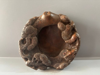 #ad #ad Chinese Natural Bamboo Root Hand carved Exquisite Pine Tree Brush Washer 4604 $134.99