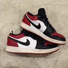 Nike Air Jordan 1 Low Bred Toe Black Red Shoes 553560-612 Size GS 5.5Y/Womens 7