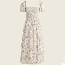J. Crew Short-Sleeve Smocked Dress in Meadow Floral Size Medium