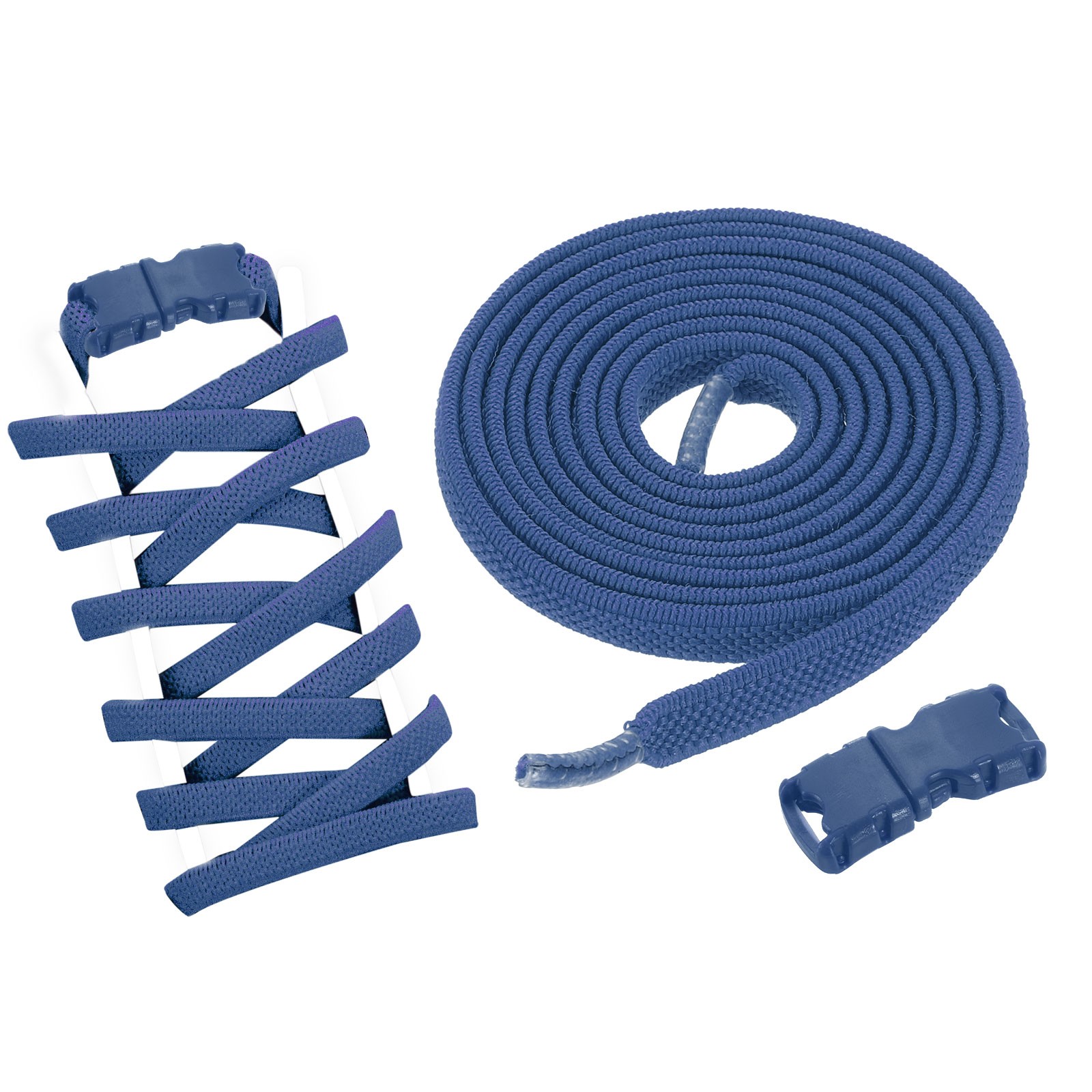 APL Confezione 8 Lacci Elasticizzati Senza Tiele per Scarpe Sneakers Adulti Blu Navy