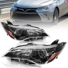 Black Headlights Assembly for 2015 2016 2017 Toyota Camry Headlamp Set
