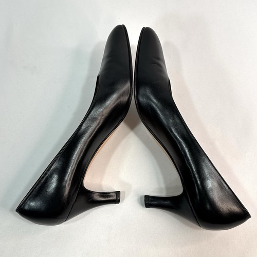 Ferragamo Heels Pumps Italy 9.5 AA Narrow Black Leather Classic Comfort Plain - Picture 6 of 10