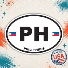 Philippines Oval Sticker Decal Uv Laminated Made Usa 4x2.8 Philippines Oval Sticker Decal Uv Laminated Made Usa 4x2.8