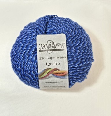 Blues Cascade 220 Superwash Quatro Wool Yarn 100g 3.5oz 220 Yards 