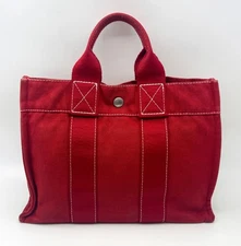 Authentic Hermes Furtu PM Handbag Red color Canvas