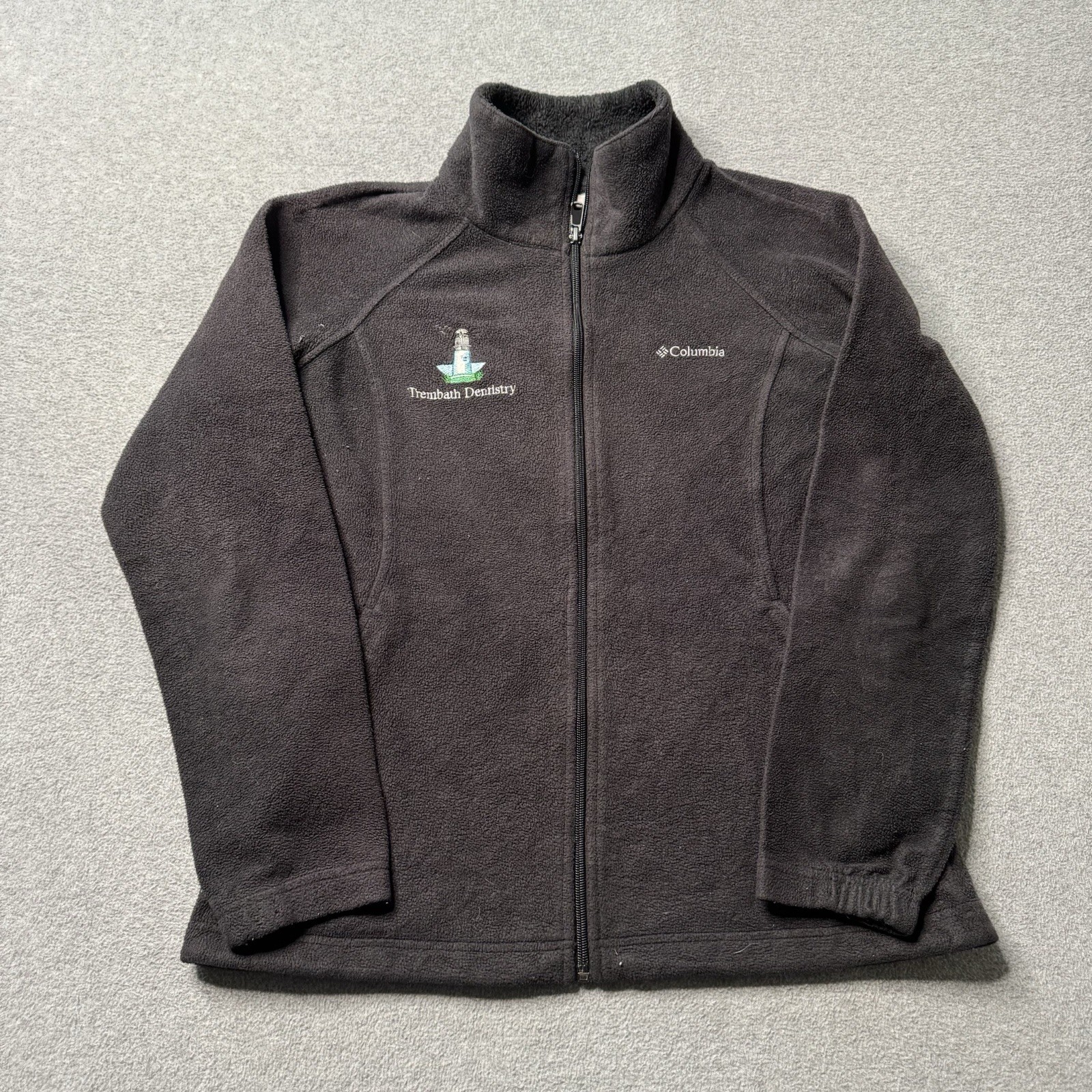 Columbia Jacket Mens Medium Black Fleece Full Zip Pockets Outdoors Hiking Adult