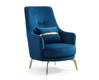Blauer Eleganter Designersessel Aus Stoff Mit Sitzpolsterung
