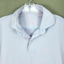 Rhoback Men  s Performance Polo The Ivy Stripe Pink Blue Striped Size Small
