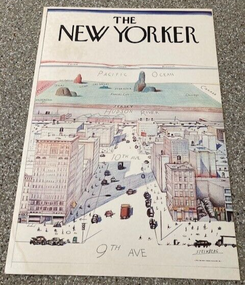 STEINBERG “THE NEW YORKER VIEW OF THE WORLD” POSTER (1976