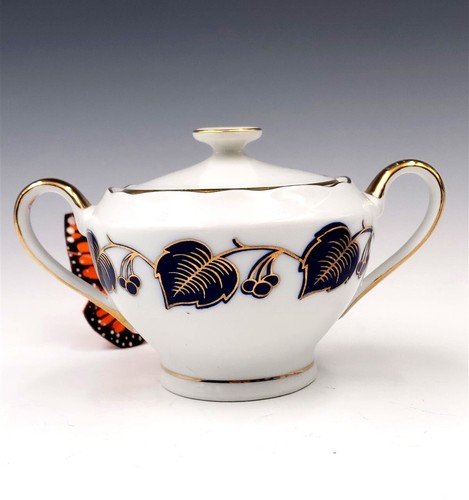CMielow Floral Sugar Bowl & Creamer, 22 carat Gold Trim - Picture 5 of 21