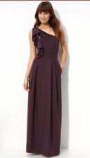 BEAUTIFUL Lela Rose Bridesmaid Ruffled One Shoulder Matte Satin Purple Gown 330