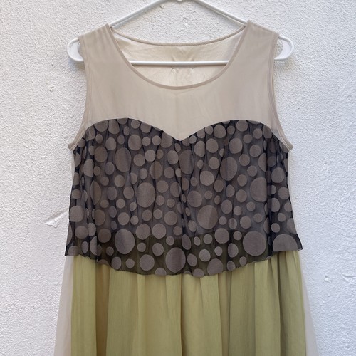 Blush Tunic Dress Womens Medium Lime Green Layered Chiffon Dots Artsy Brat Sheer - Picture 17 of 20