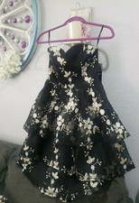 Lulus How Sweet Black Embroidered Strapless Tiered High-Low Dress 