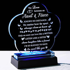 Aunt Gifts from Niece Nephew Crystal with Light LED Base, Best Aunt Ever Gifts f