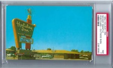 1962 HOLIDAY INN MICKEY MANTLE POSTCARD - OUTSIDE SIGN  PSA 7 NEAR MINT - 1/7