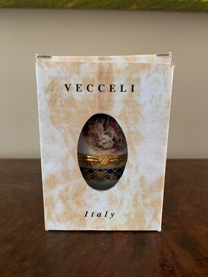 Vintage Vecceli Italy Gold Footed Egg-Shaped Trinket Box