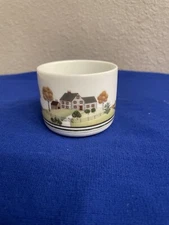Vintage Estēe Lauder 1978 Porcelain Pot Jar Country Farm Watermill Scene - RARE