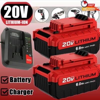 20 Volt Lithium-Ion Battery or Charger for PORTER CABLE 20V Max PCC680L  PCC685L
