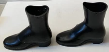 Pair of Vintage Black Metal Victorian High Top Boots Shoes