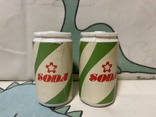 Vntg Plastic Soda Pretend Food Toy Lot Set Green Graphics Kitchen Prop Kid Cans