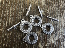 Bali Silver Plated Ornate Texture Tribal Hill Inspired Toggle Clasp Closure Lot
