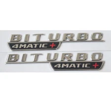 Chrome BITURBO 4MATIC+ Emblems Badges for Mercedes Benz C43 E43 GLC43 GLE43 AMG