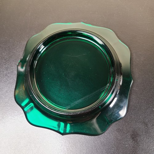 Vintage Glass 5.25" Cheese Dish with Lid - Small Clear & Green Pressed Glass - Picture 7 of 7