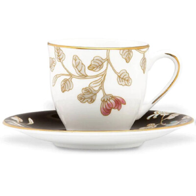 Lenox Marchesa Fine Bone China Painted Camellia Demitasse Cup Saucer  N/O