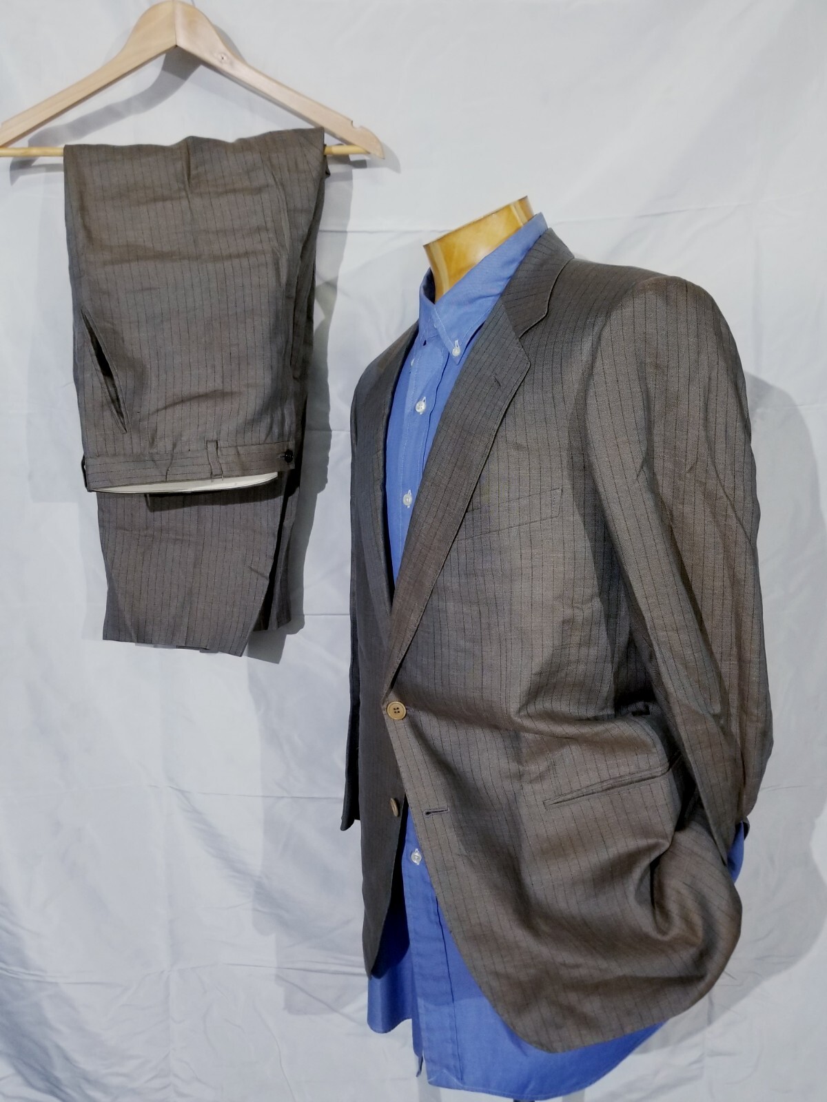 Tuta vintage Yves Saint Laurent Rive Gauche verde oliva 2 pezzi 44R giacca pantaloni W38