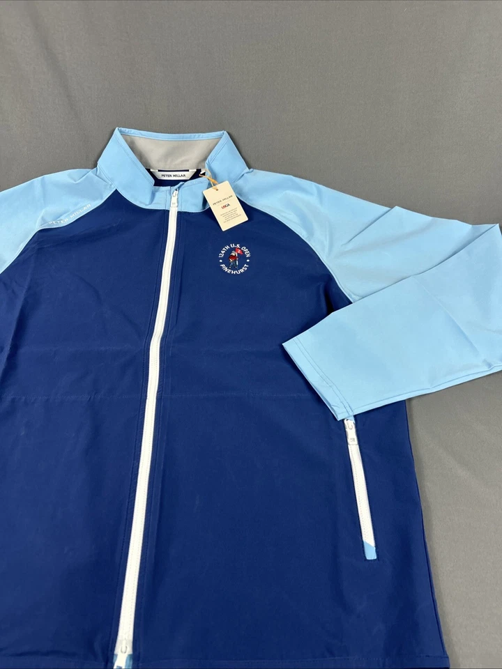 Peter Millar Golf Rain Jacket Pinehurst US Open Logo XL Blue Crown Sport NWT - Image 2 of 4
