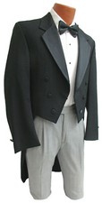 Boys Black Tuxedo Tailcoat with Satin Notch Lapels Wedding Ring Bearer Costume
