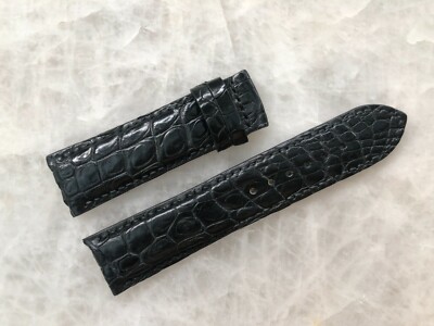 22mm/20mm Black Alligator Crocodile Embossed Leather Watch Strap Band