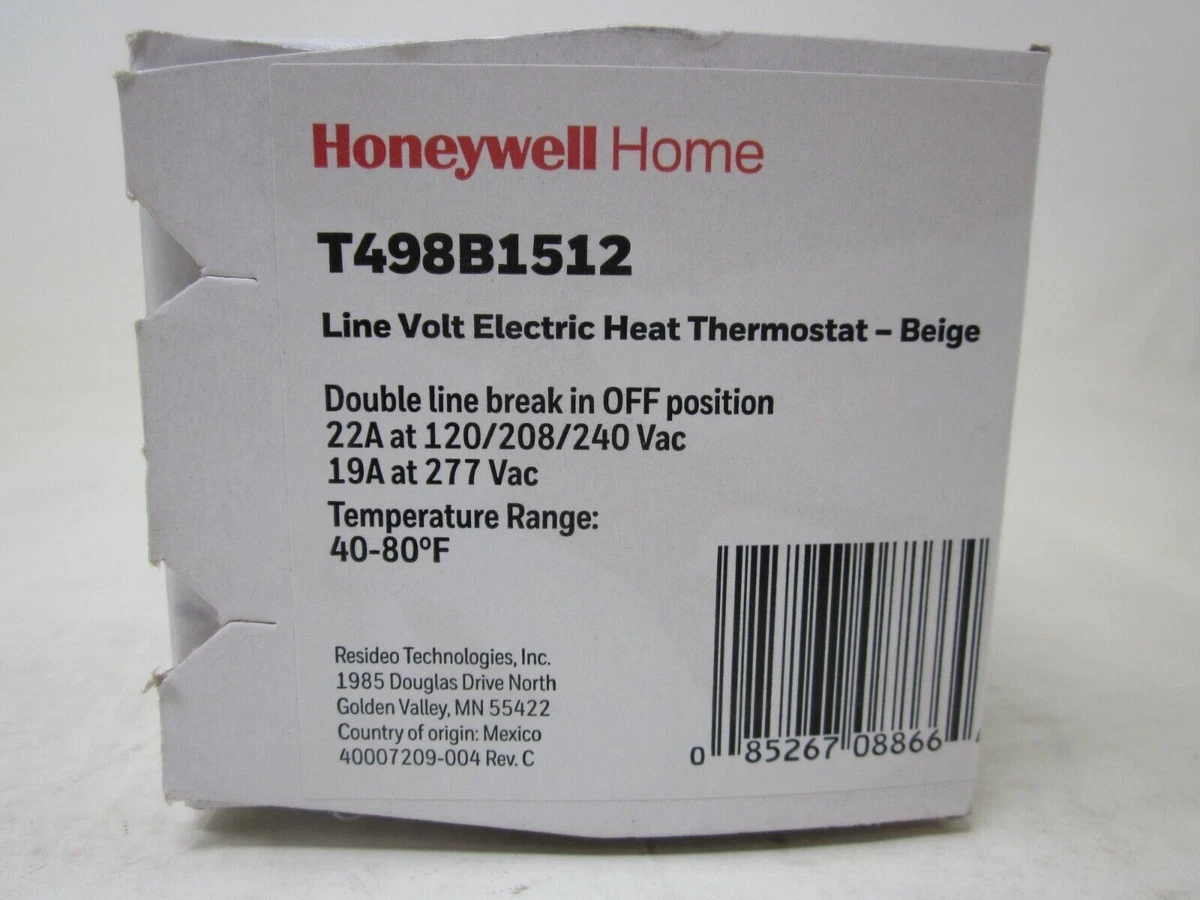 HONEYWELL T498B1512 Electric Line Voltage Thermostat | eBay