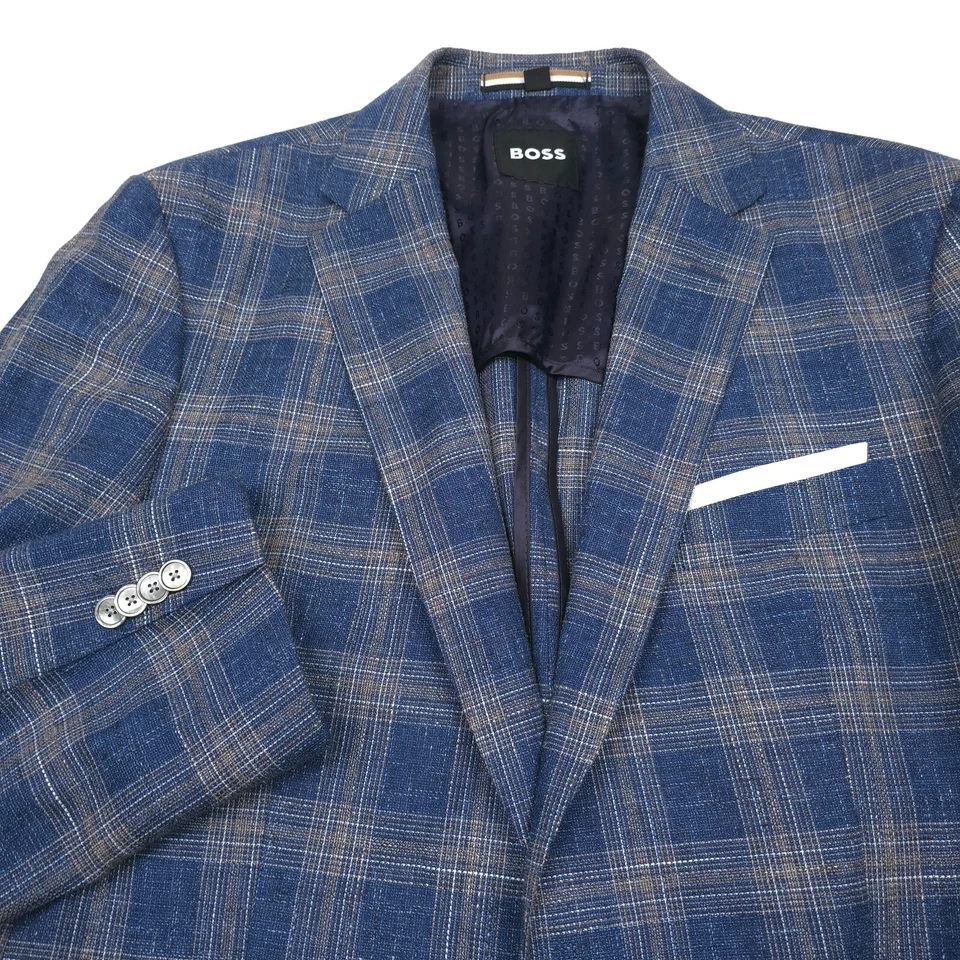 $695 Hugo Boss Hutson 233 синий клетку Slim Fit спортивное пальто куртка мужской размер 38R - Изображение 2 из 4