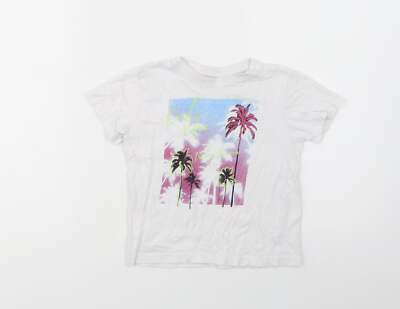 Primark Mädchen weißes Baumwollmischung T-Shirt Größe 5-6 Jahre -